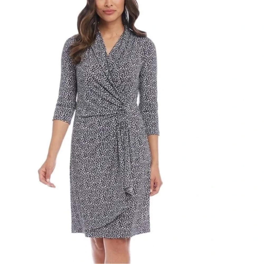 Karen Kane Black and Gray 3/4 length Sleeve Dress